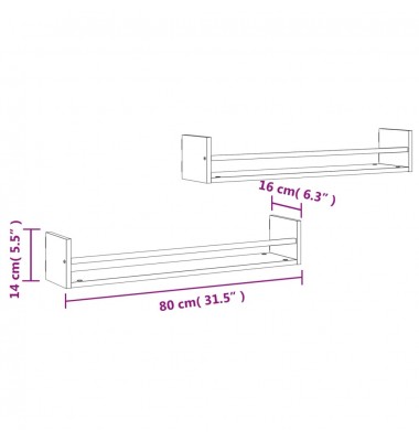 Sieninės lentynos su skersiniais, 2vnt., dūminės, 80x16x14cm - Pakabinamos lentynos, spintelės - 8