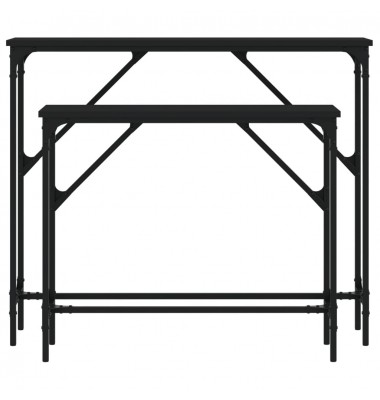  Konsoliniai staliukai, 2vnt., juodos spalvos, apdirbta mediena - Žurnaliniai staliukai - 4