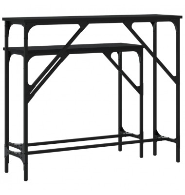  Konsoliniai staliukai, 2vnt., juodos spalvos, apdirbta mediena - Žurnaliniai staliukai - 6