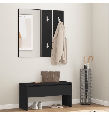  Koridoriaus baldų komplektas, juodos spalvos, apdirbta mediena - Suoliukai - 1