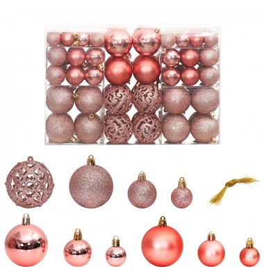  Kalėdiniai žaisliukai, 100vnt., rožiniai ir rožių, 3/4/6cm - Kalėdinės dekoracijos - 1