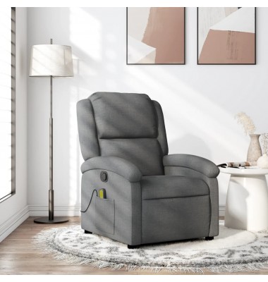  Atlošiamas masažinis krėslas, tamsiai pilkos spalvos, audinys - Foteliai, krėslai - 1