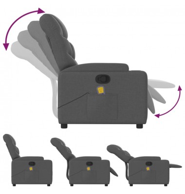  Atlošiamas masažinis krėslas, tamsiai pilkos spalvos, audinys - Foteliai, krėslai - 7