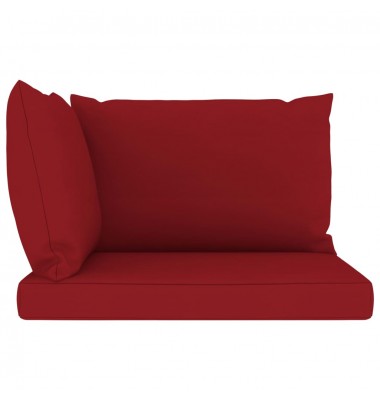  Dvivietė sodo sofa iš palečių su raudonomis pagalvėlėmis, eglė - Lauko baldų komplektai - 10