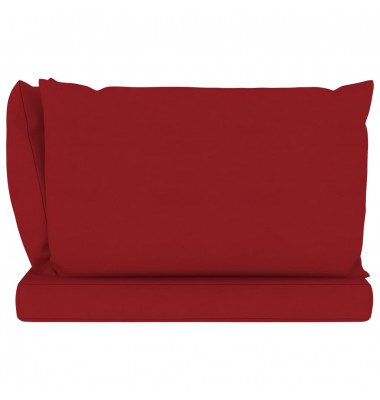  Dvivietė sodo sofa iš palečių su raudonomis pagalvėlėmis, eglė - Lauko baldų komplektai - 11