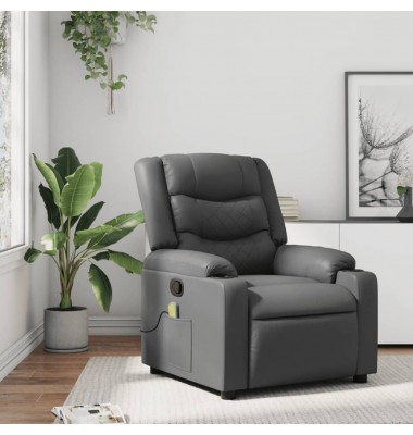 Atlošiamas masažinis krėslas, pilkos spalvos, dirbtinė oda - Foteliai, krėslai - 1