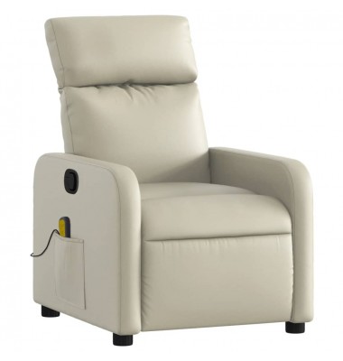  Atlošiamas masažinis krėslas, kreminės spalvos, dirbtinė oda - Foteliai, krėslai - 3