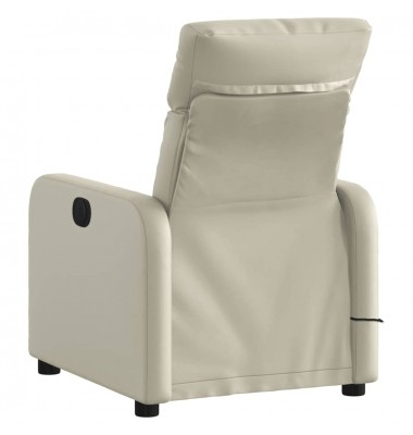  Atlošiamas masažinis krėslas, kreminės spalvos, dirbtinė oda - Foteliai, krėslai - 4