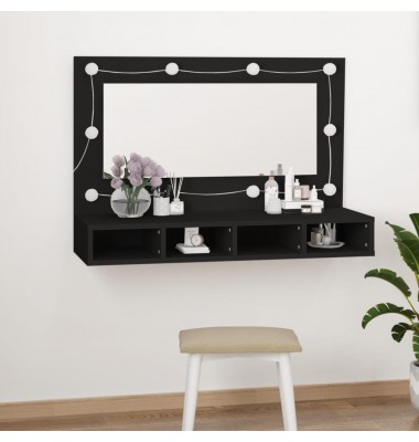  Veidrodinė spintelė su LED apšvietimu, juoda, 90x31,5x62cm - Vonios spintelės, veidrodžiai - 1