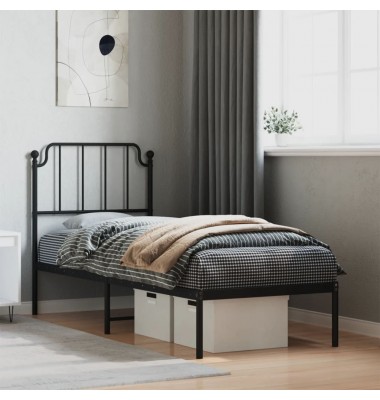  Metalinis lovos rėmas su galvūgaliu, juodos spalvos, 80x200cm - Lovos - 1