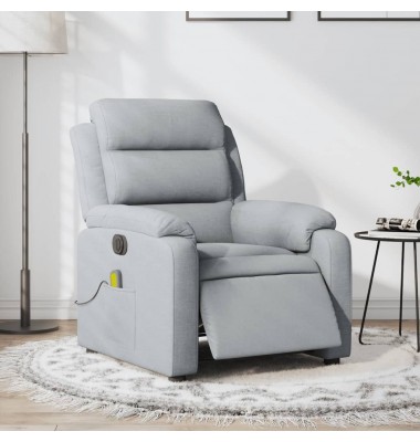  Elektrinis masažinis krėslas, šviesiai pilkas, audinys - Foteliai, krėslai - 1