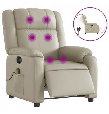  Elektrinis atlošiamas masažinis krėslas, kreminis, dirbtinė oda - Foteliai, krėslai - 2