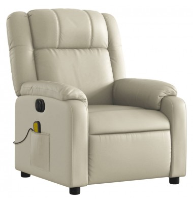  Elektrinis atlošiamas masažinis krėslas, kreminis, dirbtinė oda - Foteliai, krėslai - 3