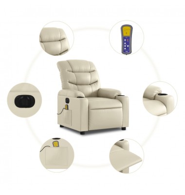  Elektrinis atlošiamas masažinis krėslas, kreminis, dirbtinė oda - Foteliai, krėslai - 7