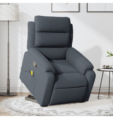  Atsistojantis masažinis krėslas, tamsiai pilkas, aksomas - Foteliai, krėslai - 1