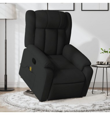  Atsistojantis atlošiamas masažinis krėslas, juodas, audinys - Foteliai, krėslai - 1