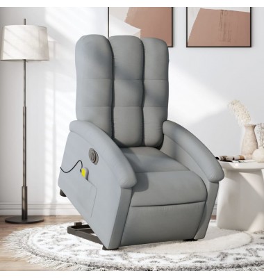  Atsistojantis masažinis krėslas, šviesiai pilkas, audinys - Foteliai, krėslai - 1