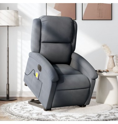  Atsistojantis masažinis krėslas, tamsiai pilkas, aksomas - Foteliai, krėslai - 1