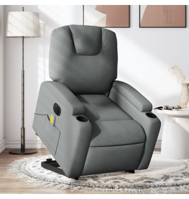  Atsistojantis masažinis krėslas, tamsiai pilkas, audinys - Foteliai, krėslai - 1