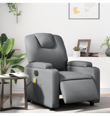  Elektrinis atlošiamas masažinis krėslas, pilkas, dirbtinė oda - Foteliai, krėslai - 1