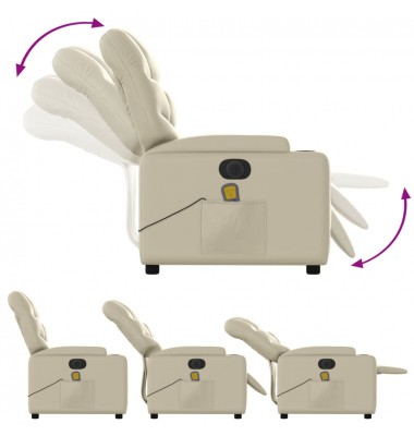  Elektrinis atlošiamas masažinis krėslas, kreminis, dirbtinė oda - Foteliai, krėslai - 6