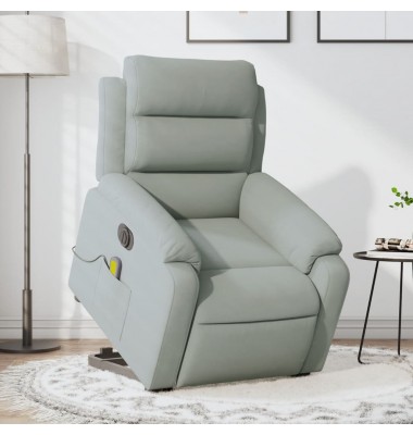  Atsistojantis masažinis krėslas, šviesiai pilkas, aksomas - Foteliai, krėslai - 1