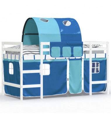 Aukšta vaikiška lova su tuneliu, mėlyna, 90x190cm, pušis - Lovos - 2