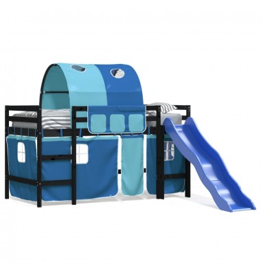 Aukšta vaikiška lova su tuneliu, mėlyna, 90x200cm, pušis - Lovos - 2