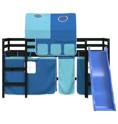 Aukšta vaikiška lova su tuneliu, mėlyna, 90x200cm, pušis - Lovos - 5