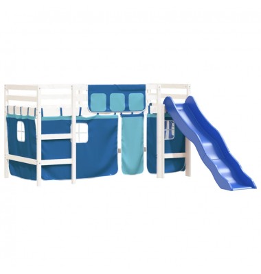 Aukšta vaikiška lova su užuolaidomis, mėlyna, 90x190cm, pušis - Lovos - 4