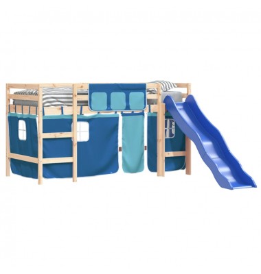 Aukšta vaikiška lova su užuolaidomis, mėlyna, 90x200cm, pušis - Lovos - 3