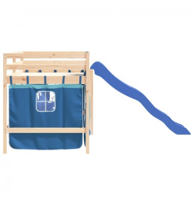 Aukšta vaikiška lova su užuolaidomis, mėlyna, 90x200cm, pušis - Lovos - 6