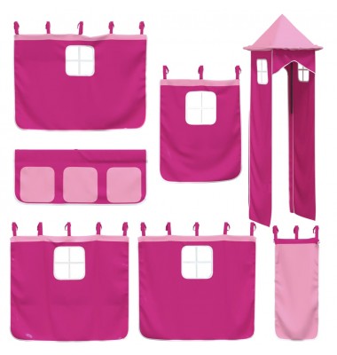 Aukšta vaikiška lova su bokštu, rožinė, 90x190cm, pušis - Lovos - 9