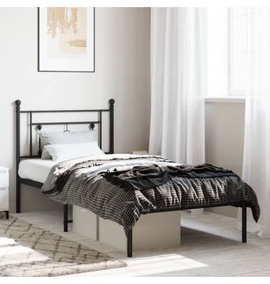  Metalinis lovos rėmas su galvūgaliu, juodos spalvos, 90x190cm - Lovos - 1