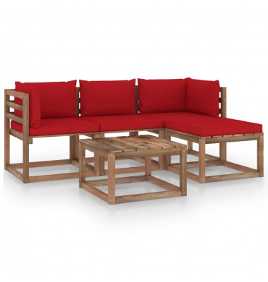  Sodo poilsio komplektas su raudonomis pagalvėlėmis, 5 dalių - Lauko baldų komplektai - 1