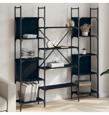  Knygų lentyna, juoda, 155,5x24x166,5cm, apdirbta mediena - Pastatomos lentynos, spintelės - 1