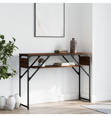  Konsolinis staliukas su lentyna, rudas, 105x30x75cm, mediena - Žurnaliniai staliukai - 1