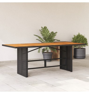  Stalas su akacijos stalviršiu, juodas, 190x80x74cm, poliratanas - Lauko stalai, staliukai - 1