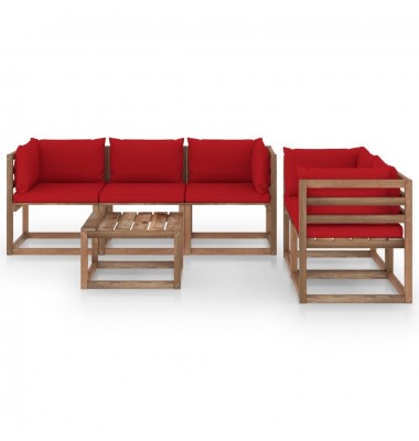  Sodo poilsio komplektas su raudonomis pagalvėlėmis, 6 dalių - Lauko baldų komplektai - 2