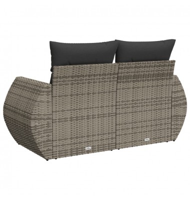  Dvivietė sodo sofa su pagalvėlėmis, pilkos spalvos, poliratanas - Lauko sofos, lovos - 6