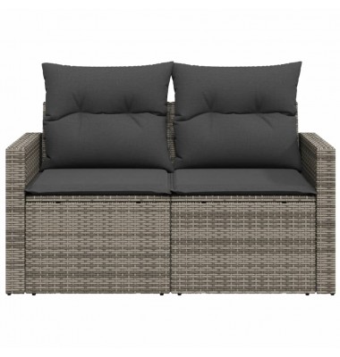  Dvivietė sodo sofa su pagalvėlėmis, pilkos spalvos, poliratanas - Lauko sofos, lovos - 5