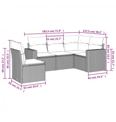  Sodo komplektas su pagalvėlėmis, 5 dalių, juodas, poliratanas - Lauko baldų komplektai - 3