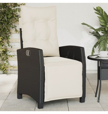  Atlošiama sodo kėdė su pakoja, juodos spalvos, poliratanas - Lauko kėdės - 1
