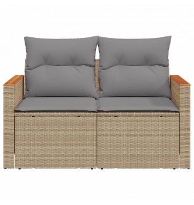  Dvivietė sodo sofa su pagalvėlėmis, smėlio spalvos, poliratanas - Lauko sofos, lovos - 4