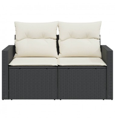  Dvivietė sodo sofa su pagalvėlėmis, juodos spalvos, poliratanas - Lauko sofos, lovos - 5