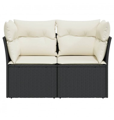  Dvivietė sodo sofa su pagalvėlėmis, juodos spalvos, poliratanas - Lauko sofos, lovos - 4