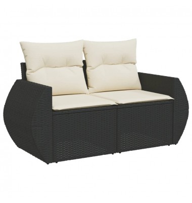  Dvivietė sodo sofa su pagalvėlėmis, juodos spalvos, poliratanas - Lauko sofos, lovos - 2
