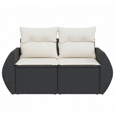  Dvivietė sodo sofa su pagalvėlėmis, juodos spalvos, poliratanas - Lauko sofos, lovos - 4