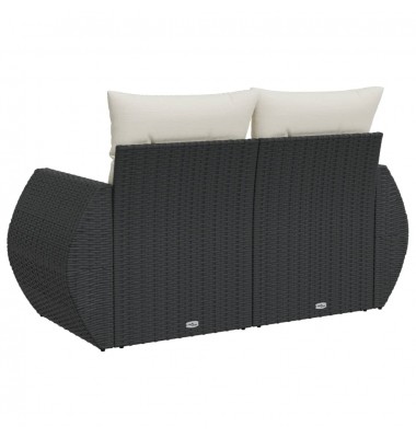  Dvivietė sodo sofa su pagalvėlėmis, juodos spalvos, poliratanas - Lauko sofos, lovos - 6