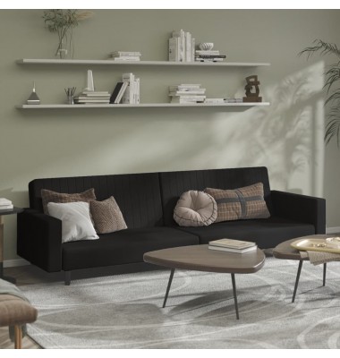  Dvivietė sofa-lova, juodos spalvos, aksomas - Sofos, sofos-lovos - 1